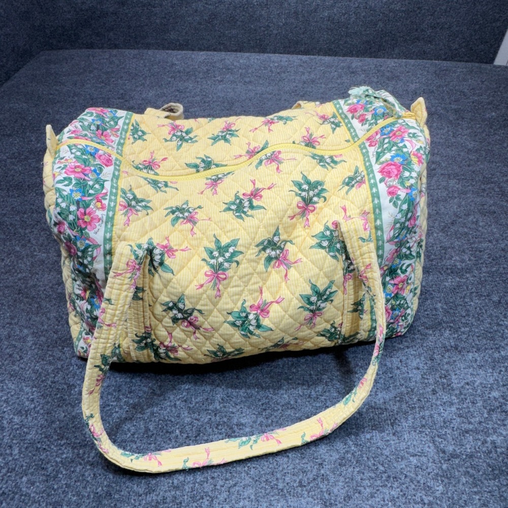Vintage Vera Bradley Duffel Bag Womens Medium Yellow Hope Floral Travel Gym Y2K